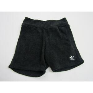 Adidas Black Sherpa Athletic Pull On Shorts sz Small Lounge Sleep Fleece Cozy